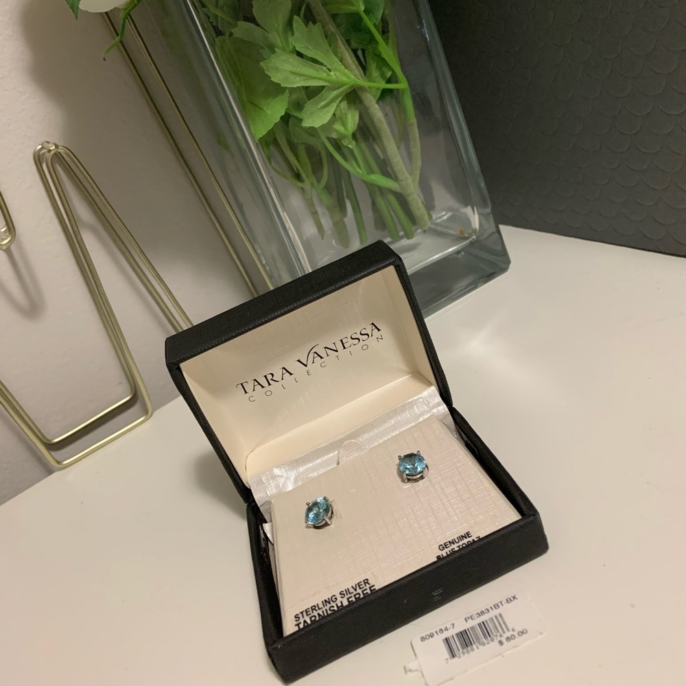 Blue Topaz Earrings - Sterling Silver